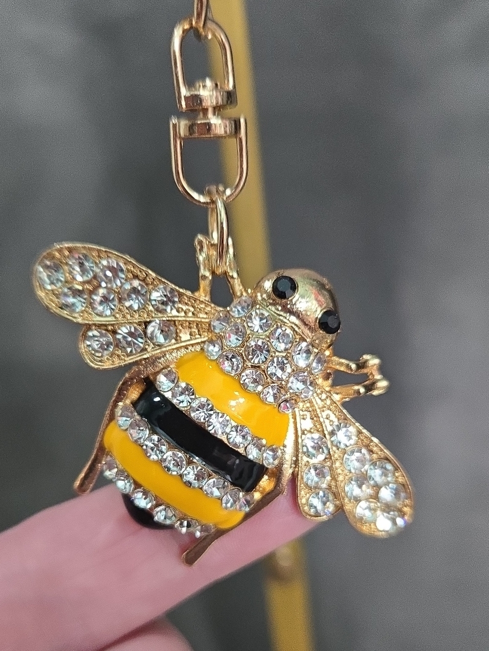 Gold Bee Keychain Bag Charm in Yellow and Black